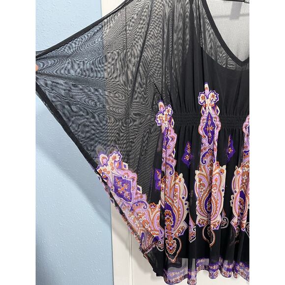 Y2K INC Concepts Blouse Small Sheep Black Purple Paisley Whimsigoth Fairycore - Picture 4 of 6